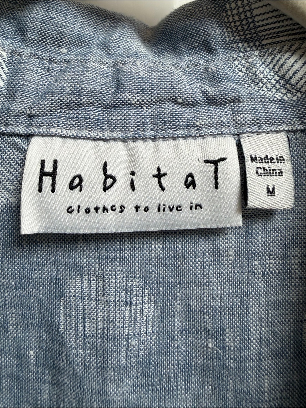 Habitat Clothe To Live In 100% Linen Button Down Shirt Polka Dot Size Medium - Picture 9 of 11